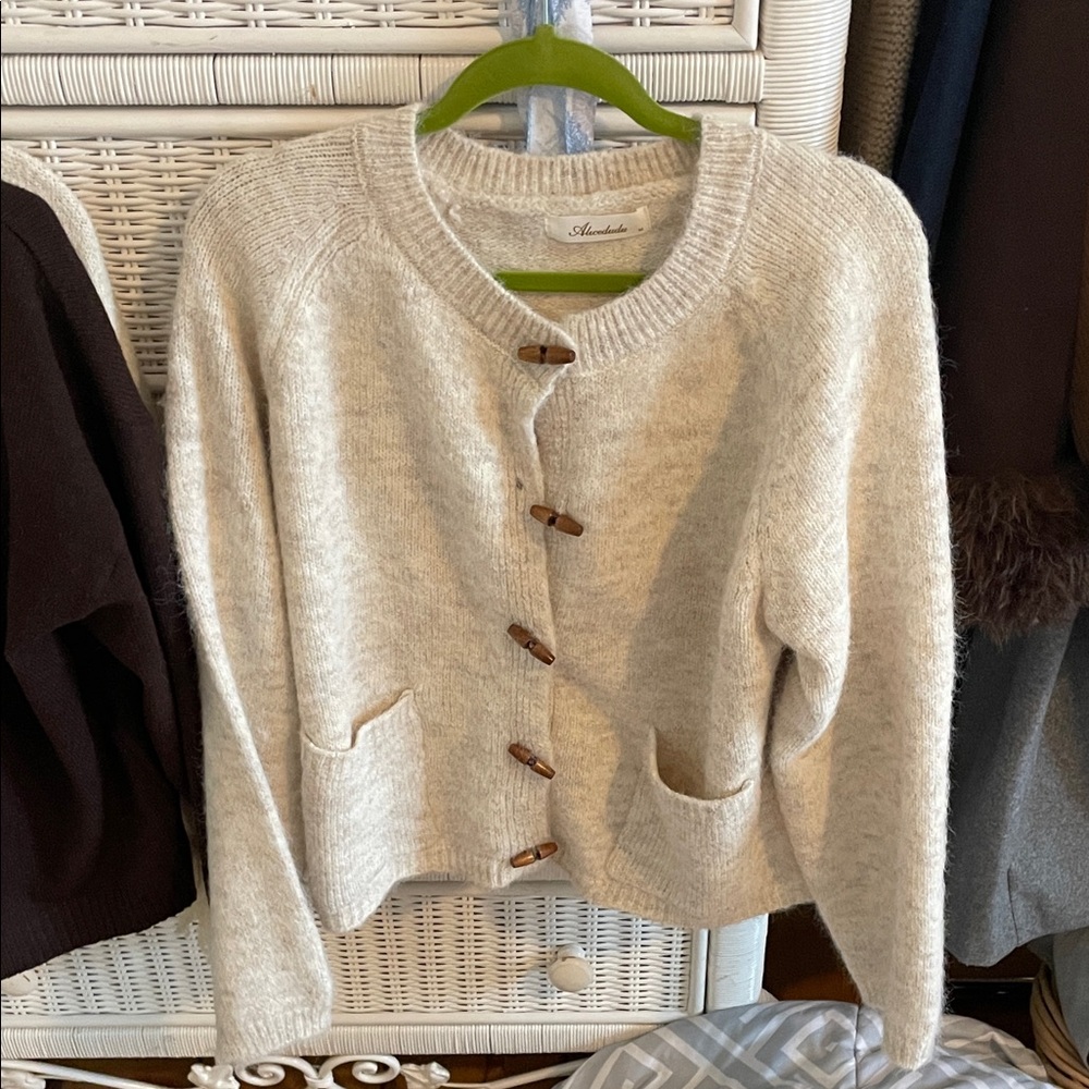 Cozy Beige Knit Cardigan with Wooden Toggles - Picture 4 of 5